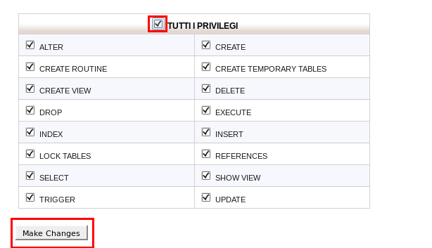 Privilegi Utente Database