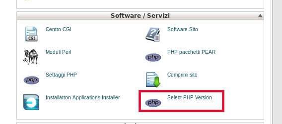 Cambiare versione PHP