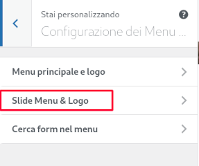 Configurazione slide menu e logo