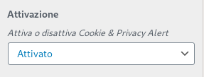 Attivazione Cookie e Privacy Alert